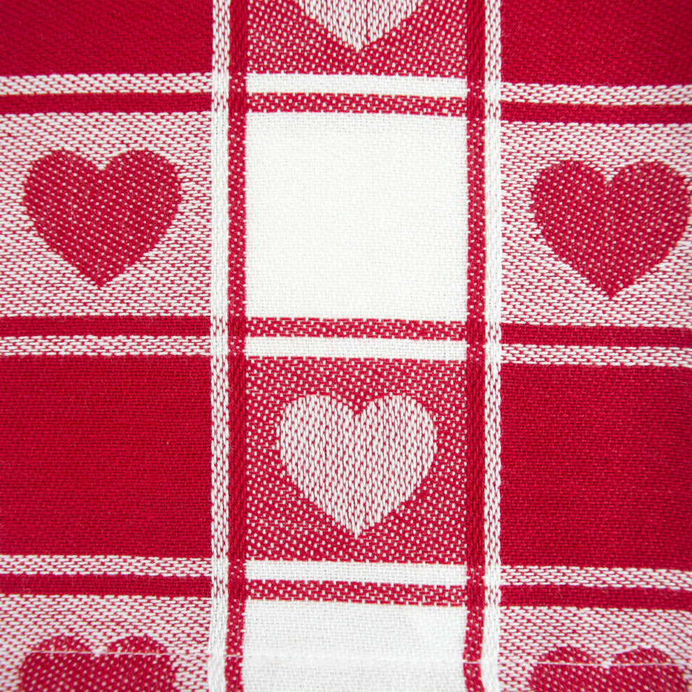 DII Woven Check Hearts Tablecloth 60"x84"