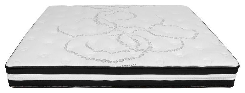 Roxbury Upholstered Platform Bed -10 Inch Foam & Pocket Spring Mattress, Beige With Nail Trim, King