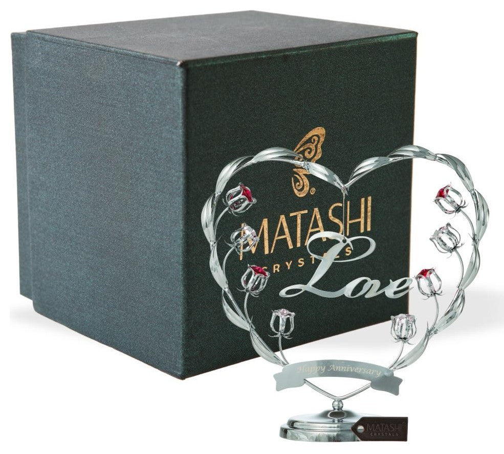 Chrome Plated Silver Happy Anniversary Table Top Ornament