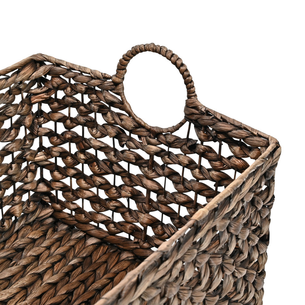 Quinn Cottage Woven Hyacinth Rectangular Storage Baskets With Handles, Set of 3