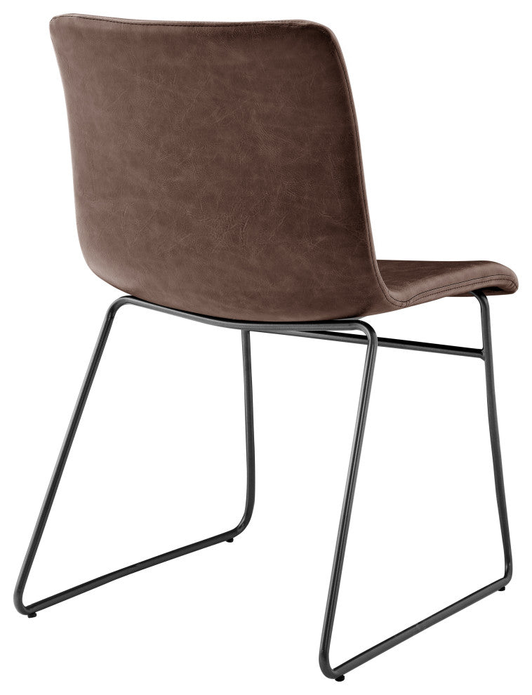 Bruce PU Dining Side Chair,, Set of 2, Toasted Dark Brown