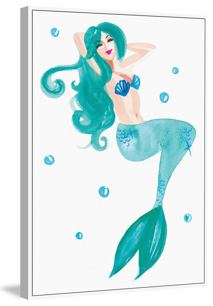 "Mermaid" Floater Framed Painting Print on Canvas, 12"x18"