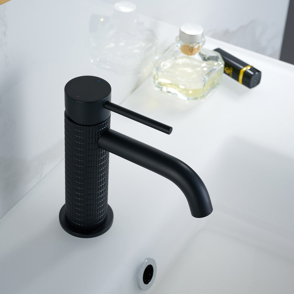 Mendavia Single-Handle Basin Bathroom Faucet, Matte Black, High Handle