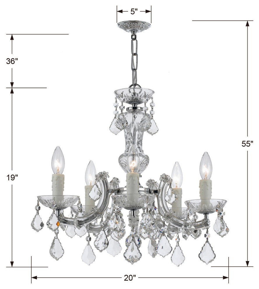 Crystorama Lighting Group 4376-CL-MWP Maria Theresa 5 Light 20"W - Gold
