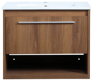 24" Single Bathroom Floating Vanity, Walnut Brown