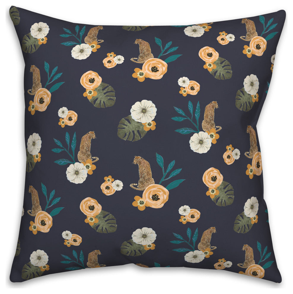 Tropical Jag Navy 18x18 Spun Poly Pillow