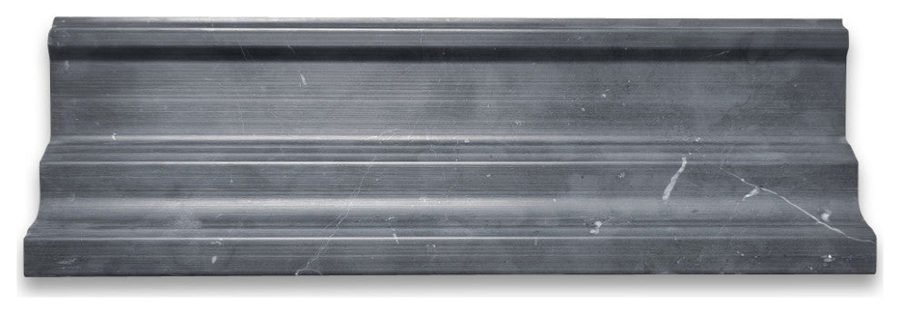 Nero Marquina Black Marble Large Cap Crown Square Edge Trim Molding, 1 piece