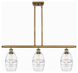 Ballston-Vaz 3-Light 36" Stem Island Light, 6"D Brushed Brass, Clear