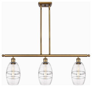 Ballston-Vaz 3-Light 36" Stem Island Light, 6"D Brushed Brass, Clear