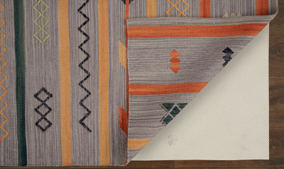 Weave & Wander Amara Southwestern Serape Style Rug, Gray/Orange, 8'x10'