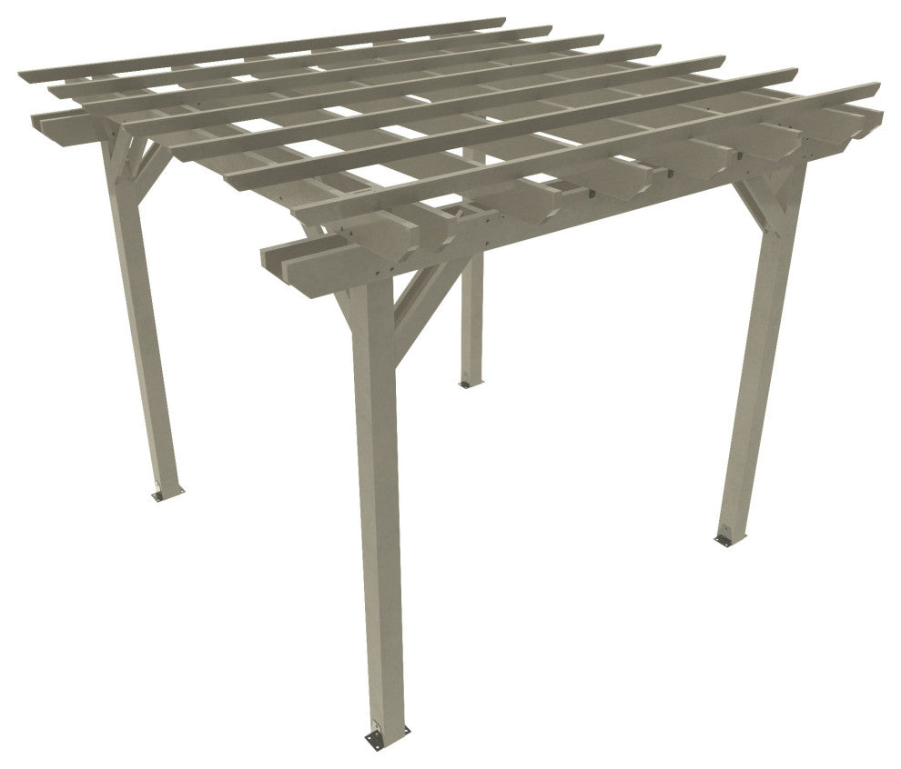 The Sequoia Professional Commercial Grade Ridgecrest 10x10 Pergola, Acorn, Coastal Teak