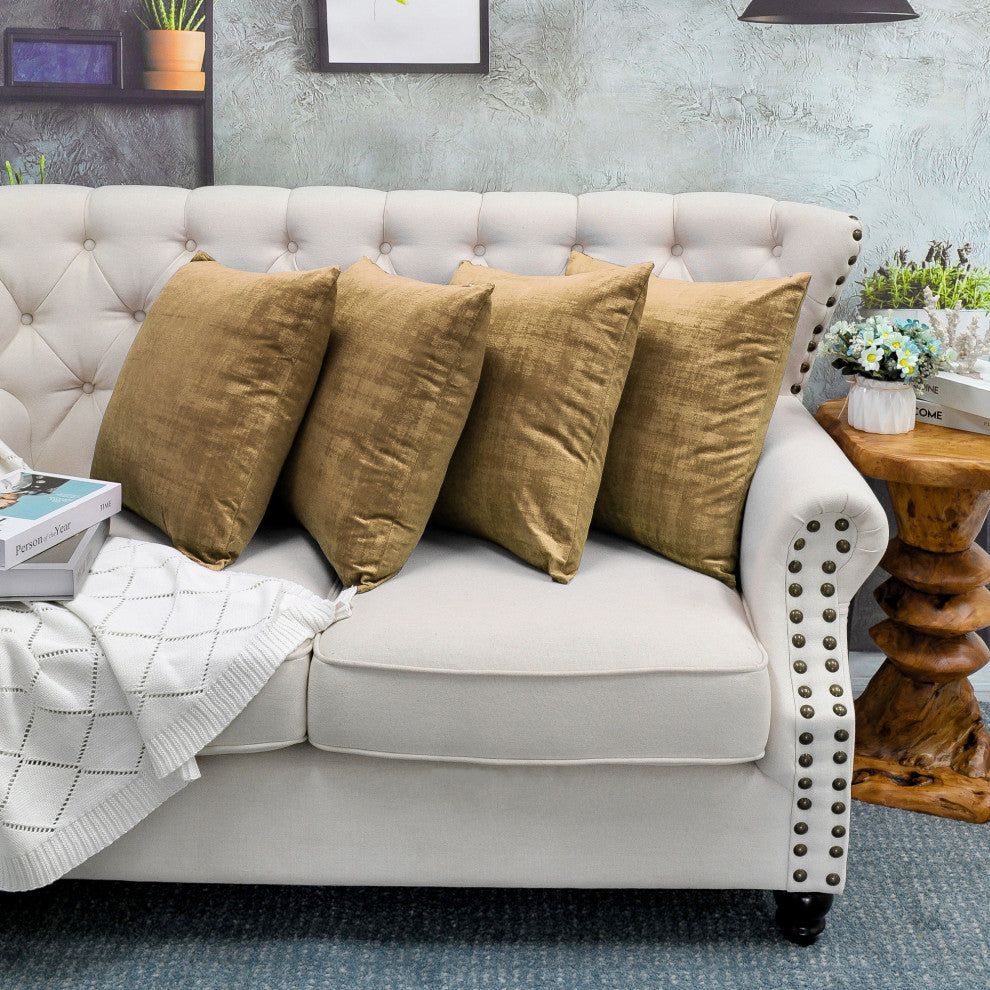 Serenta Textured Velvet Pillow Shell, Set of 4, Tobacco Brown