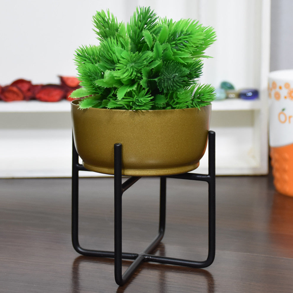 Handmade 100% Iron Round Modern Planters Pot, Gold