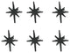 Set of 6 Antique Black Finish Mid Century Modern Starburst Drawer Pulls Knobs