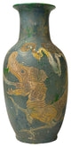 Chinese Distressed Blue Green Paint Porcelain Dragon Pattern Vase Hws2440