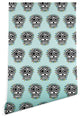 Deny Designs Andi Bird Sugar Skull Fun Aqua Wallpaper, Blue, 2'x4'