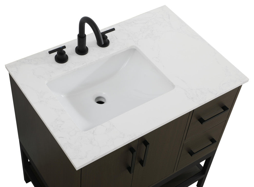 Home Living 32" Single Bathroom Vanity, Mocha Brown