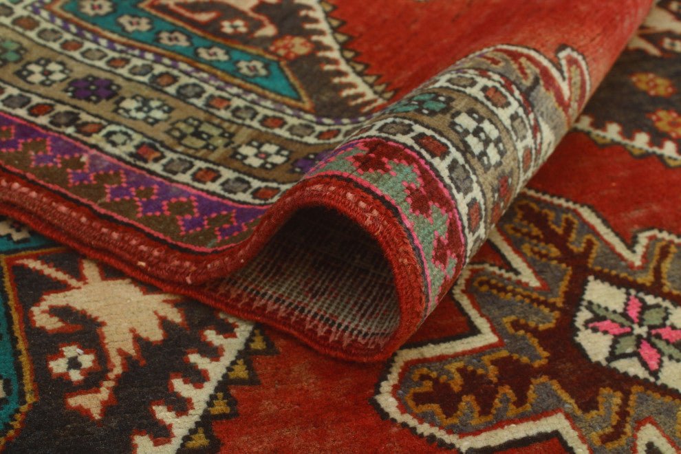 Semi-Antique Darling Rust/Beige Runner, 3'6x9'5