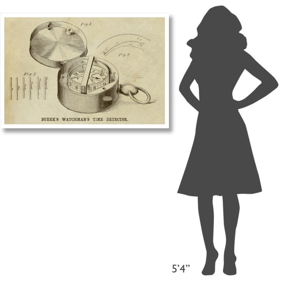 "Buerk's Watchman's Time Detector" Digital Paper Print by Inventions, 42"x29"