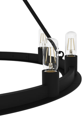 Hunter 30" Saddlewood Natural Iron 9-Light Chandelier Ceiling Fixture