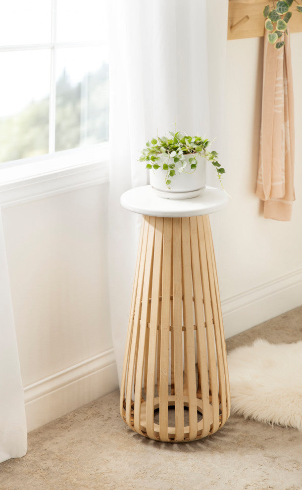 Oren Accent Table, White/Natural 10"x10"x23"