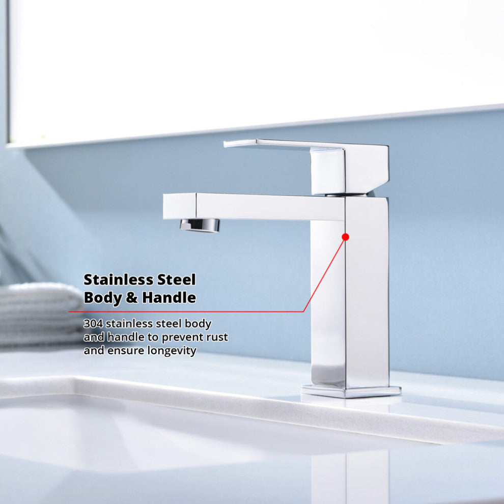Monte Stainless Steel Single Hole Bathroom Faucet, Chrome