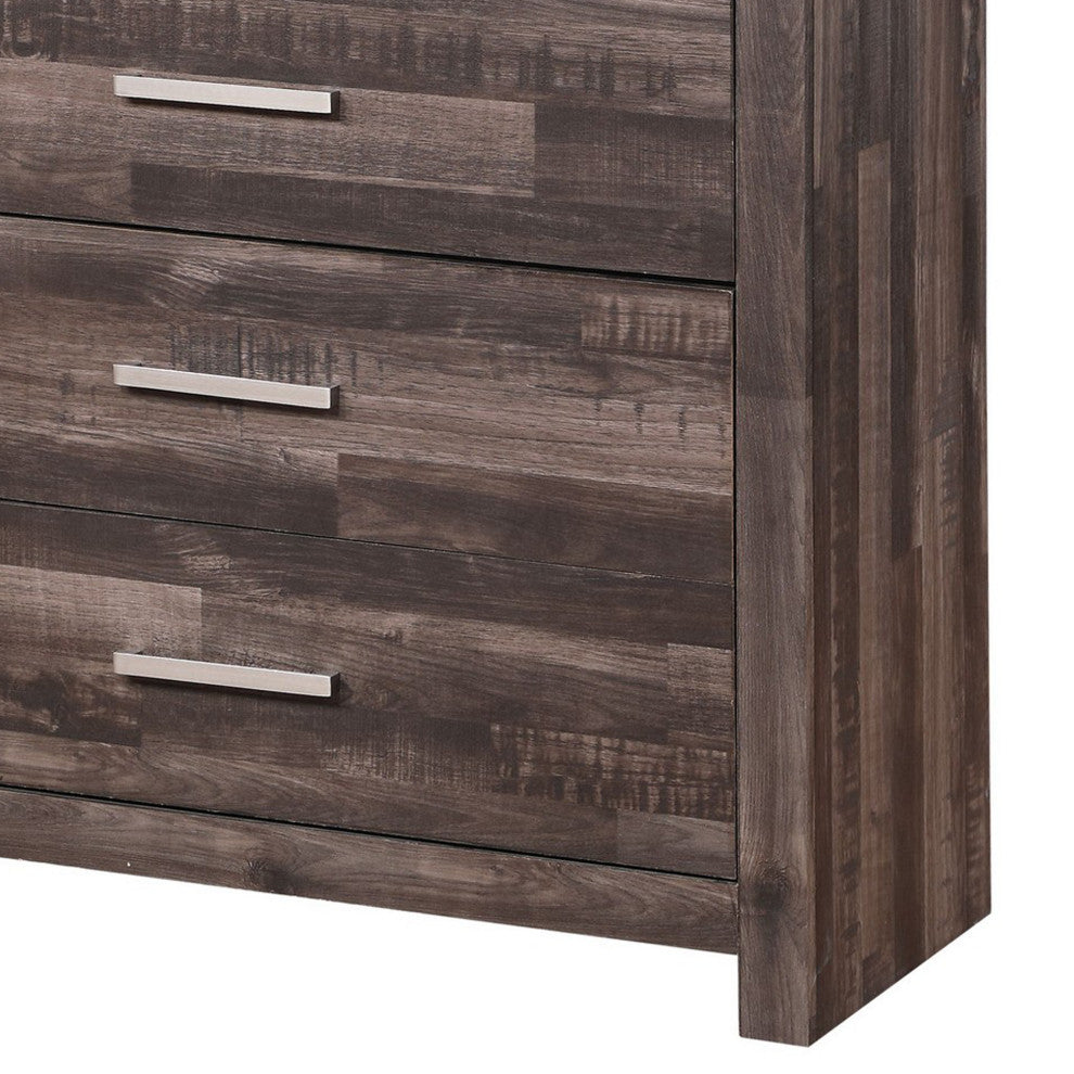Benzara BM251269 Chest With Rough Hewn Saw Texture and Panel Base, Rustic Gray