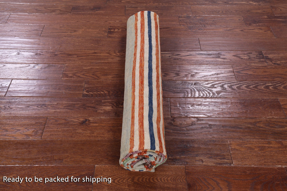 6' 5" X 9' 7" Flat Weave Kilim Wool On Wool Rug - Q12596