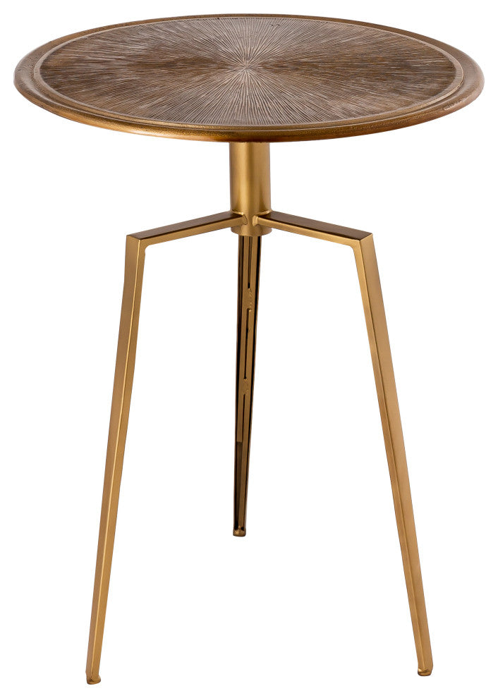 Pasargad Home Delos Iron Antique Brass Finish Round Side Table