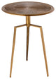 Pasargad Home Delos Iron Antique Brass Finish Round Side Table