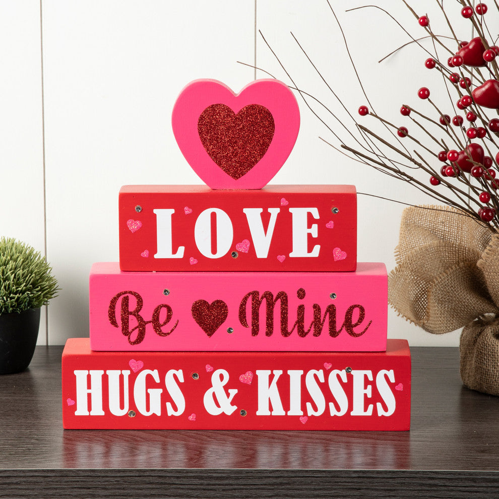 11.25" Lighted Valentine's Wooden Block Table Sign
