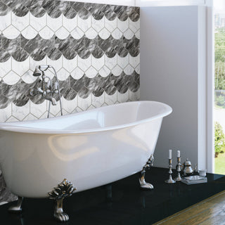 Classico Bardiglio Hex Moon Carrara Porcelain Floor and Wall Tile