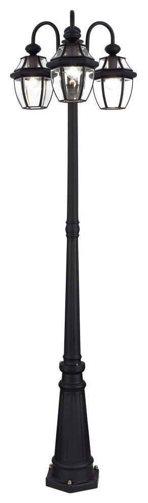 Monterey Multi Head Black Outdoor Post Light with Clear Beveled Glass