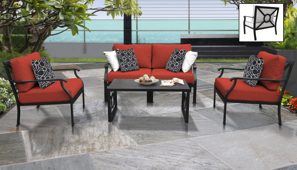 kathy ireland Madison Ave. 5 Piece Aluminum Patio Furniture Set 05c, Cinnamon