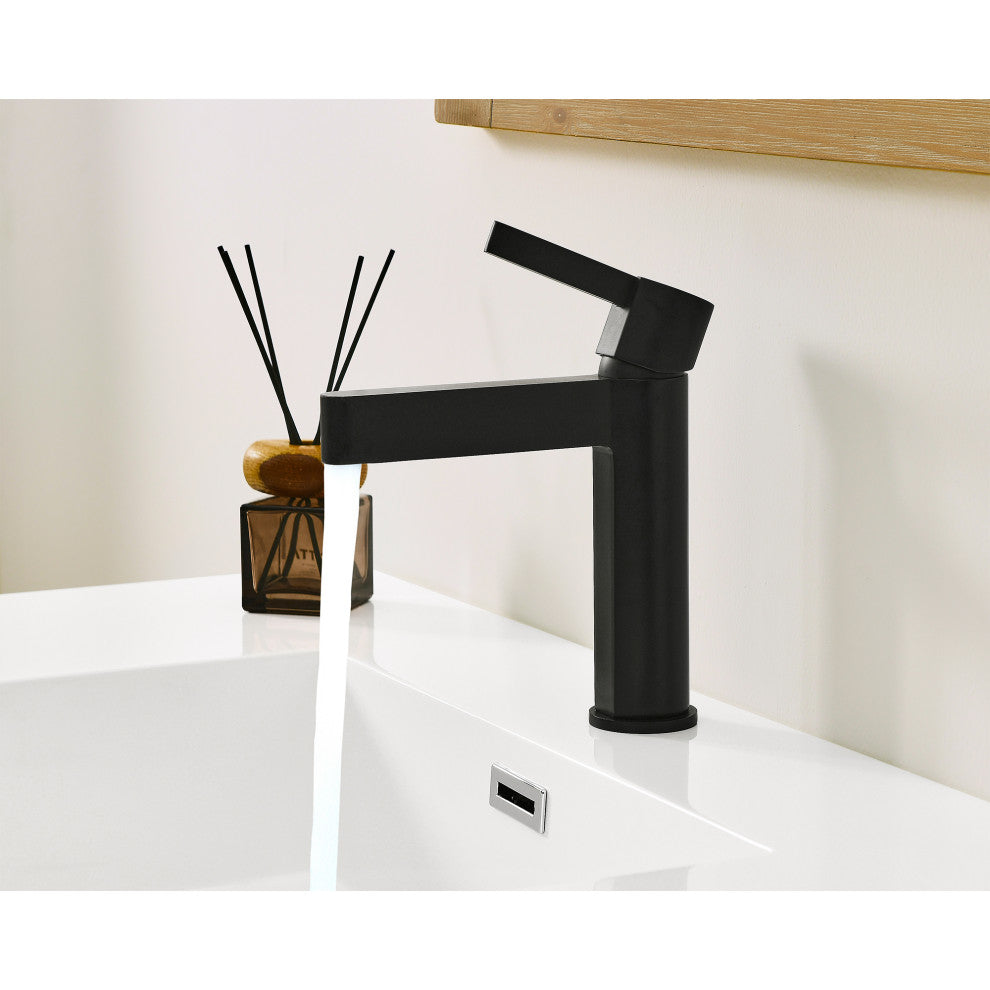 Stila Single Hole Single-Handle Bathroom Faucet, Matte Black