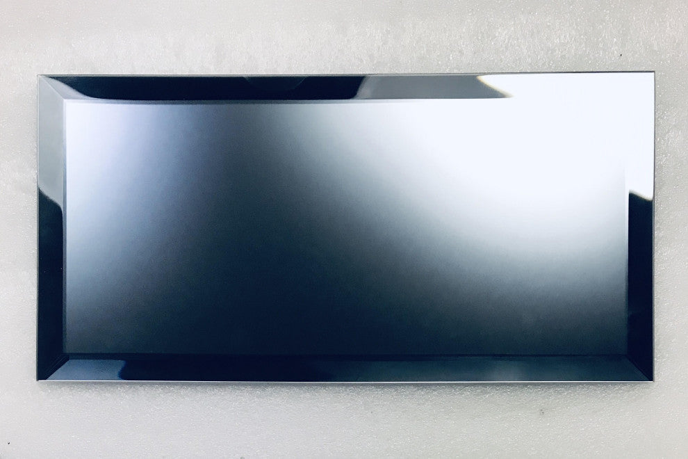 Reflections 8 in x 16 in Beveled Glass Mirror Large Subway Tile in Matte Blue