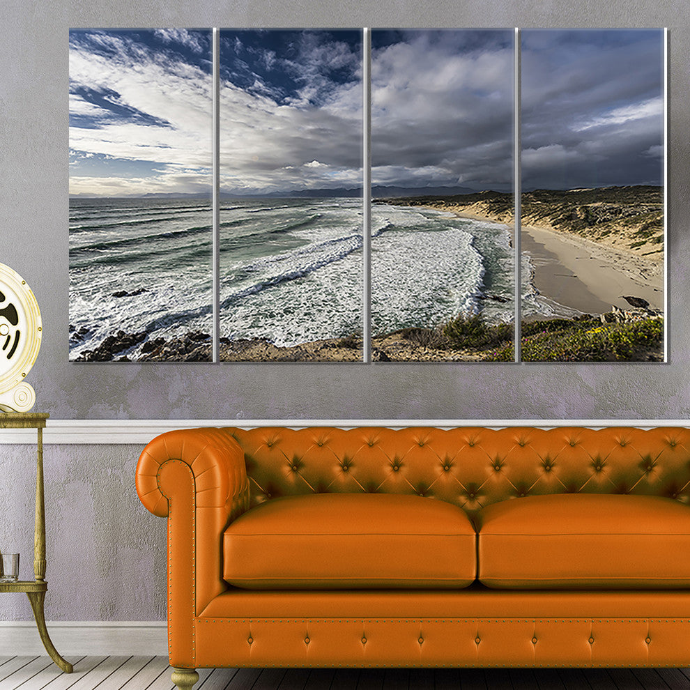 Stunning South Africa Sea Coast, Large Seashore Canvas Print, 48"x28", 4 Panels