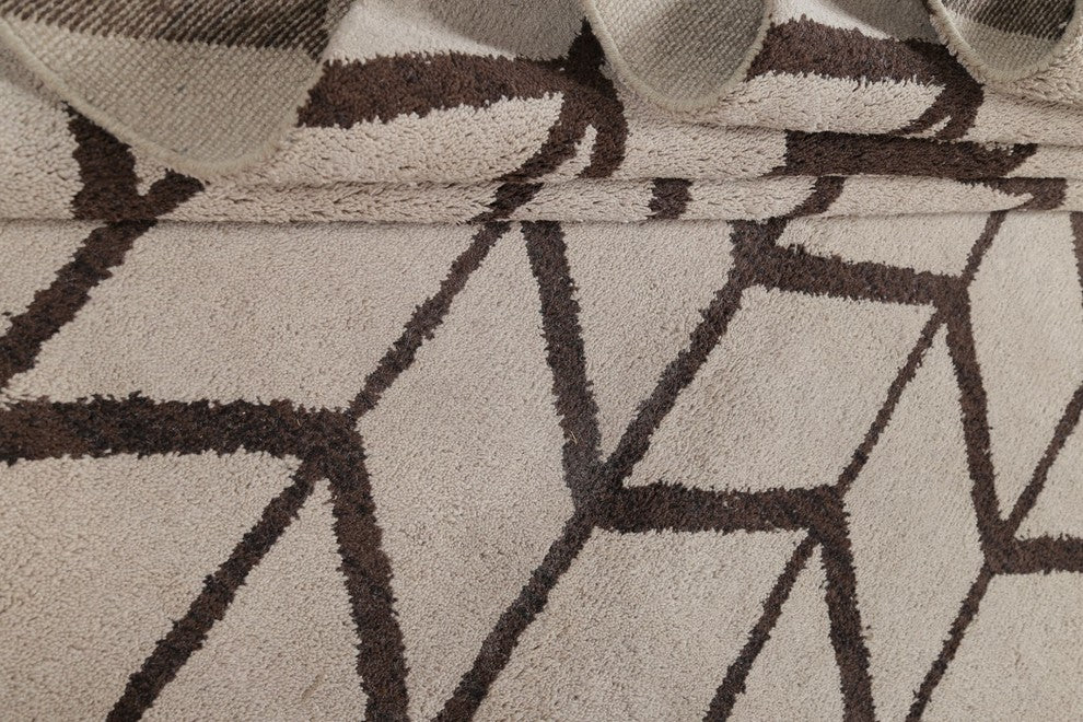 Traditional Moroccan Hand-Knotted Oriental Indian Area Rug, Beige, 13'9"X9'11"