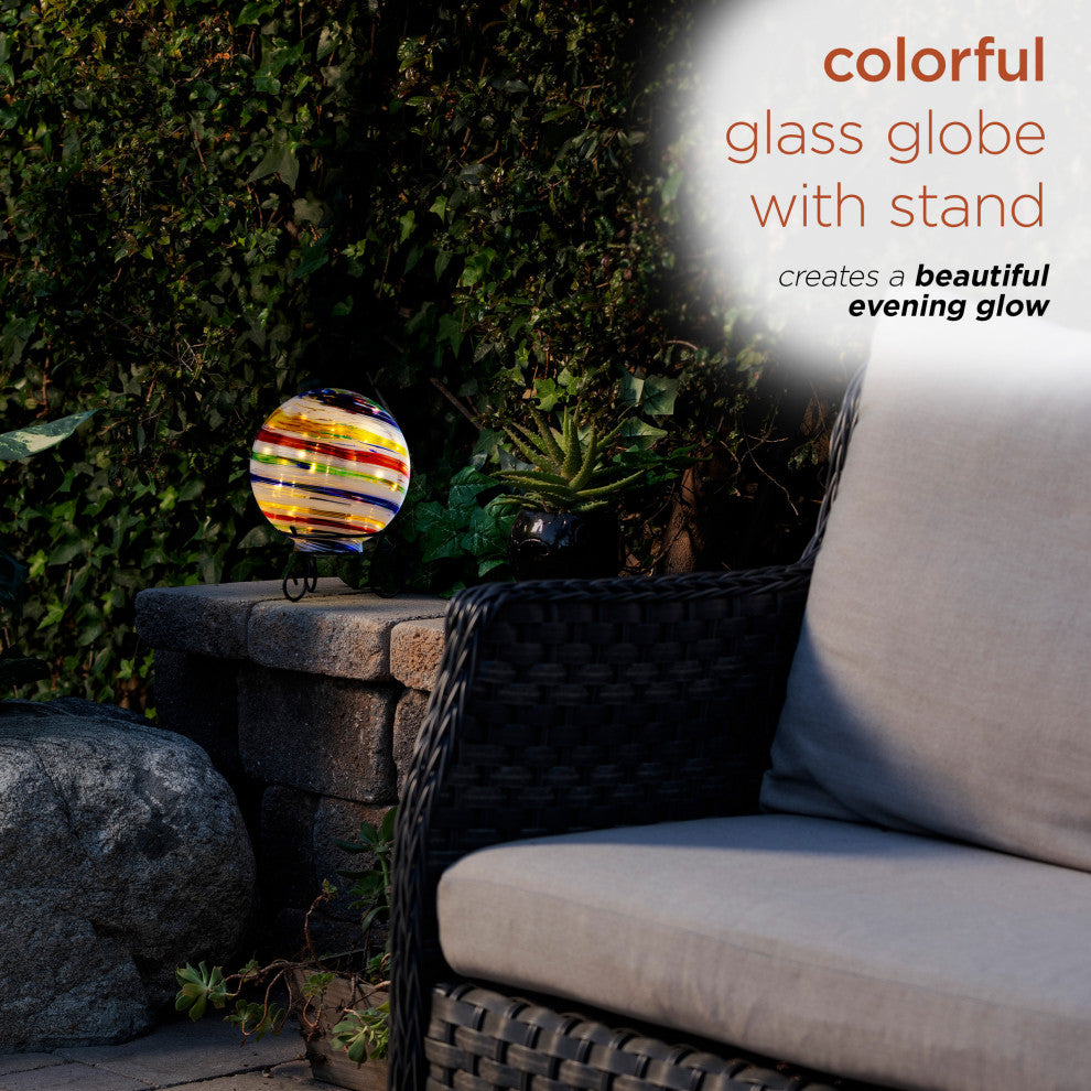 Alpine Colorful Gazing Globe With LED Lights, 10"Tall