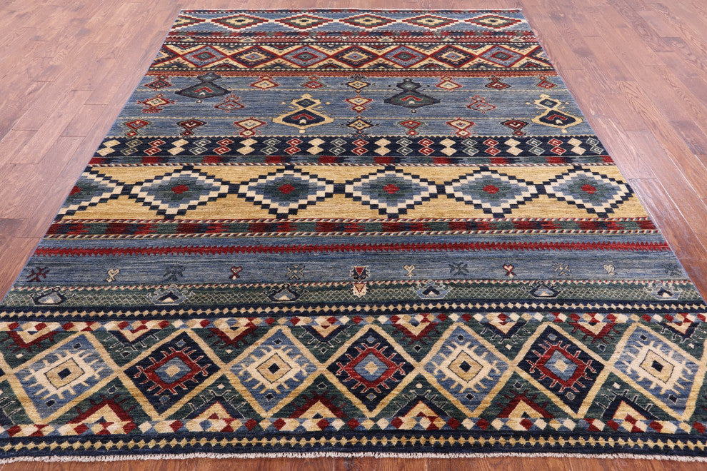 8' 0" X 9' 9" Southwest Navajo Gabbeh Hand Knotted Wool Rug Q11176