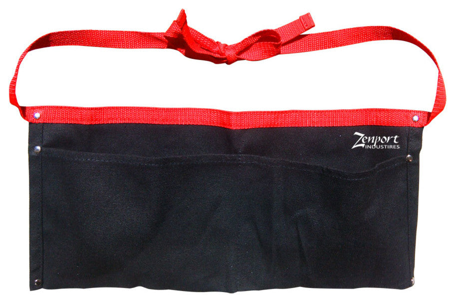 2-Pocket Canvas Apron, Black With Red Border