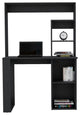 DEPOT E-SHOP Ethel Desk with 5 Open Shelves and Hutch, Black