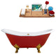 61" Cast Iron R5161GLD-GLD Soaking Clawfoot Tub and Tray With External Drain