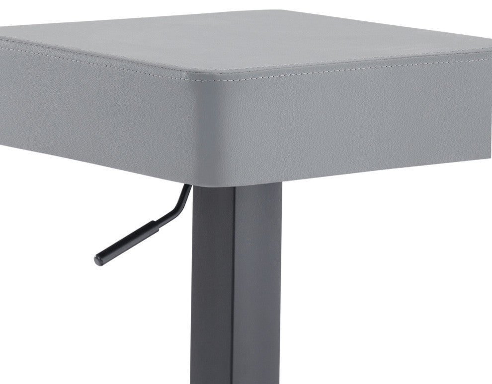Kaylee Contemporary Swivel Barstool in Matte Black Finish and Gray Faux Leather