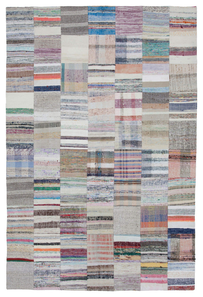 Rug N Carpet - Handmade Oriental 6' 7'' x 9' 11'' Tribal Patchwork Kilim Rug