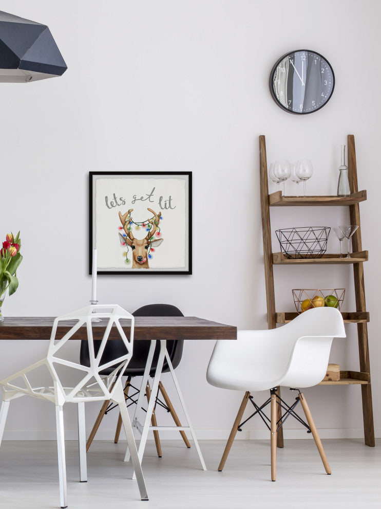 "Light-Up Antlers" Framed Painting Print, 24x24