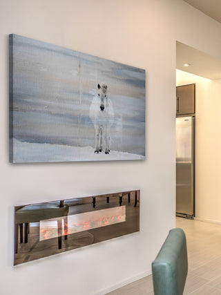 "White Horse Forward" Painting Print on Wrapped Canvas, 45"x30"