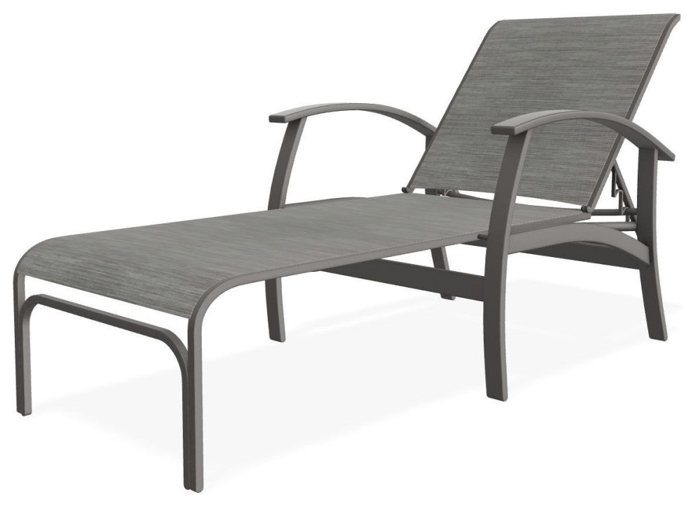 Belle Isle Sling 4-Position Outdoor Chaise Lounge, Sicily/Warm Gray