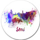 Seoul Skyline, Cityscape Disc Metal Wall Art, 36"