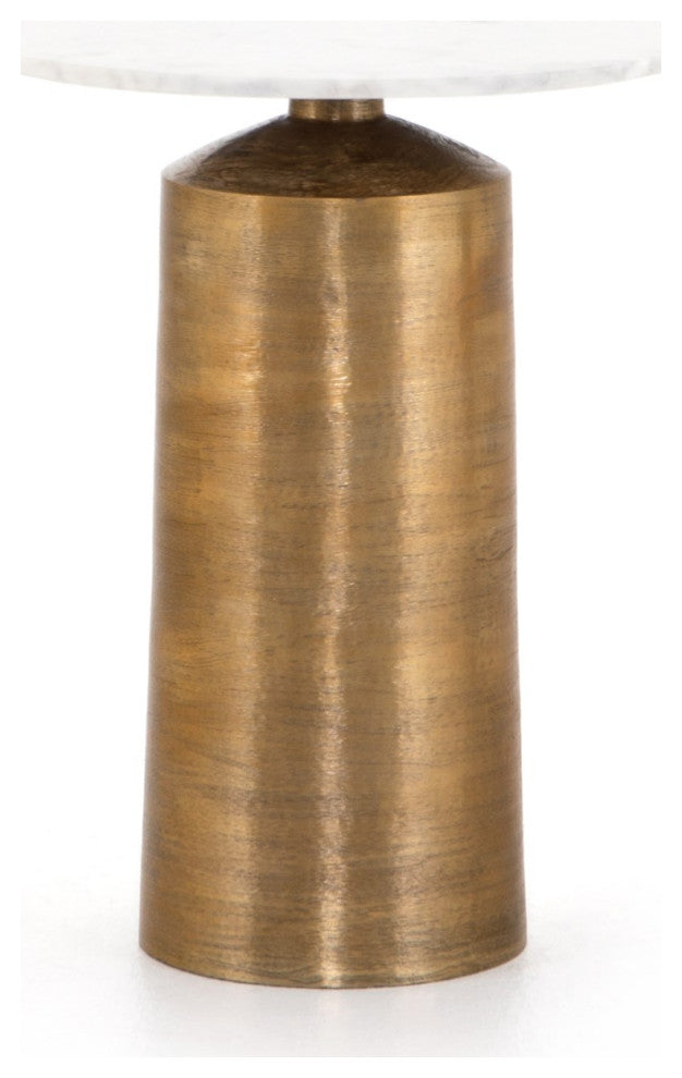 Delune Nightstand-Polished White Marble